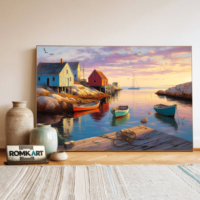 Peggy Cove Coátal Village Countryside Oil Painting - image 3