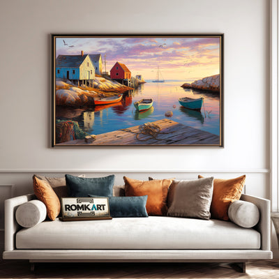 Peggy Cove Coátal Village Countryside Oil Painting - image 4