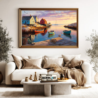 Peggy Cove Coátal Village Countryside Oil Painting - image 5