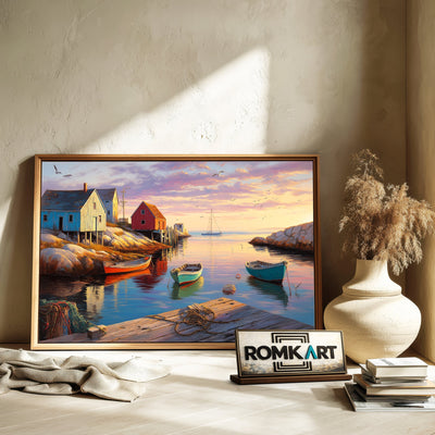 Peggy Cove Coátal Village Countryside Oil Painting - image 6
