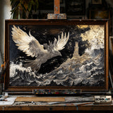 Phoenix on the Ocean Storm hand-painted oil painting on canvas