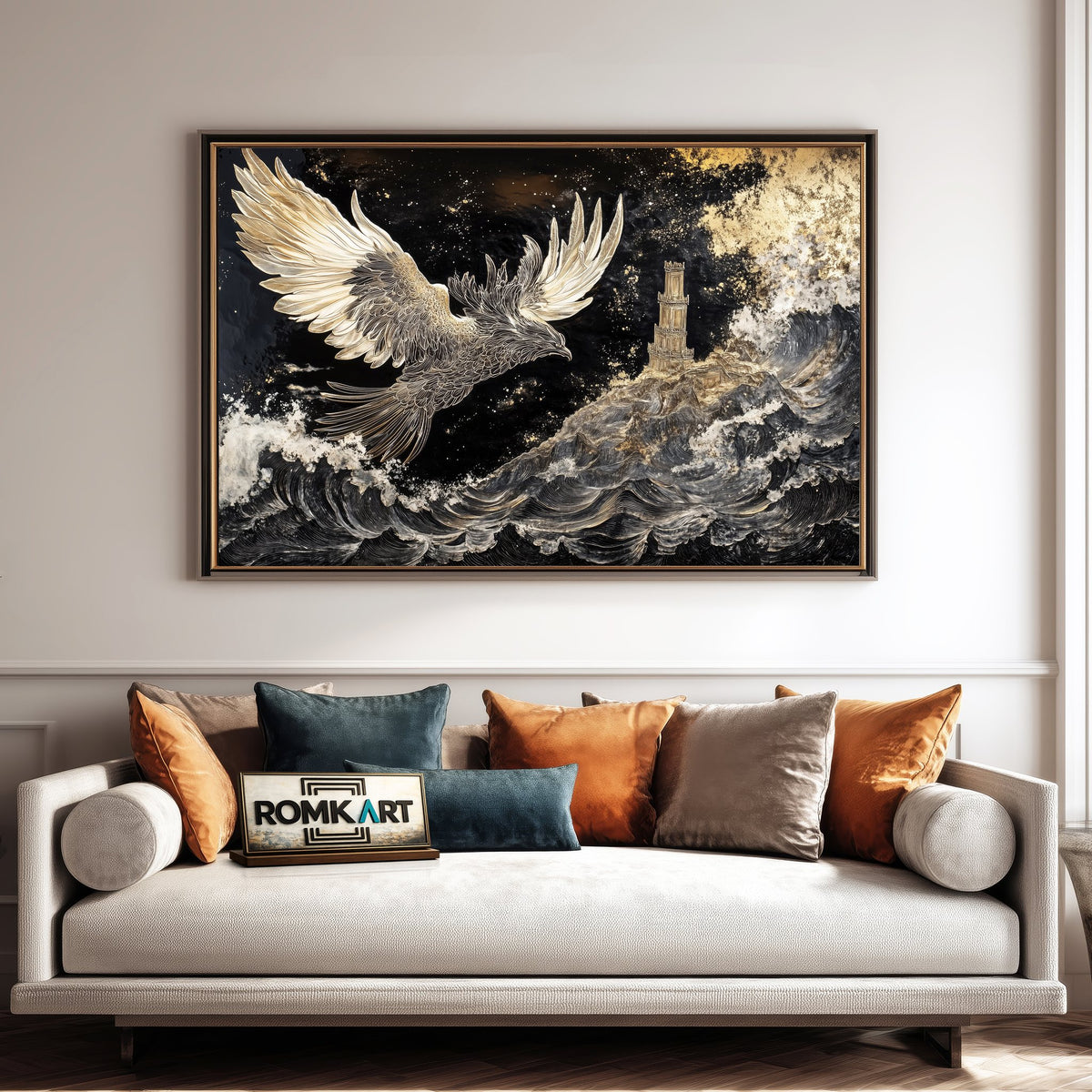 Phoenix on the Ocean Storm Fantasy Oil Painting - image 4