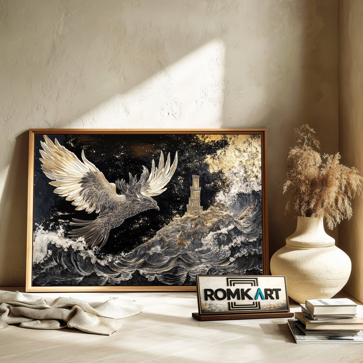 Phoenix on the Ocean Storm Fantasy Oil Painting - image 6