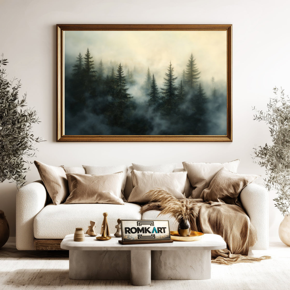 Pine Forest Mist Forest Landscape Oil Painting - image 5