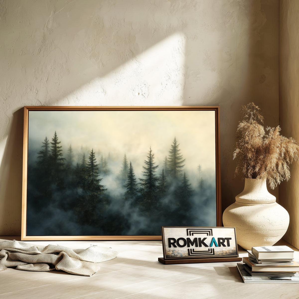 Pine Forest Mist Forest Landscape Oil Painting - image 6