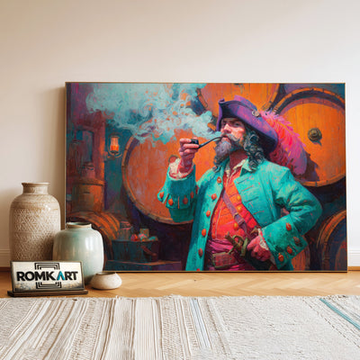 Pirate Captain and Smoke-topaz-upscale-2x Oil Painting - image 3
