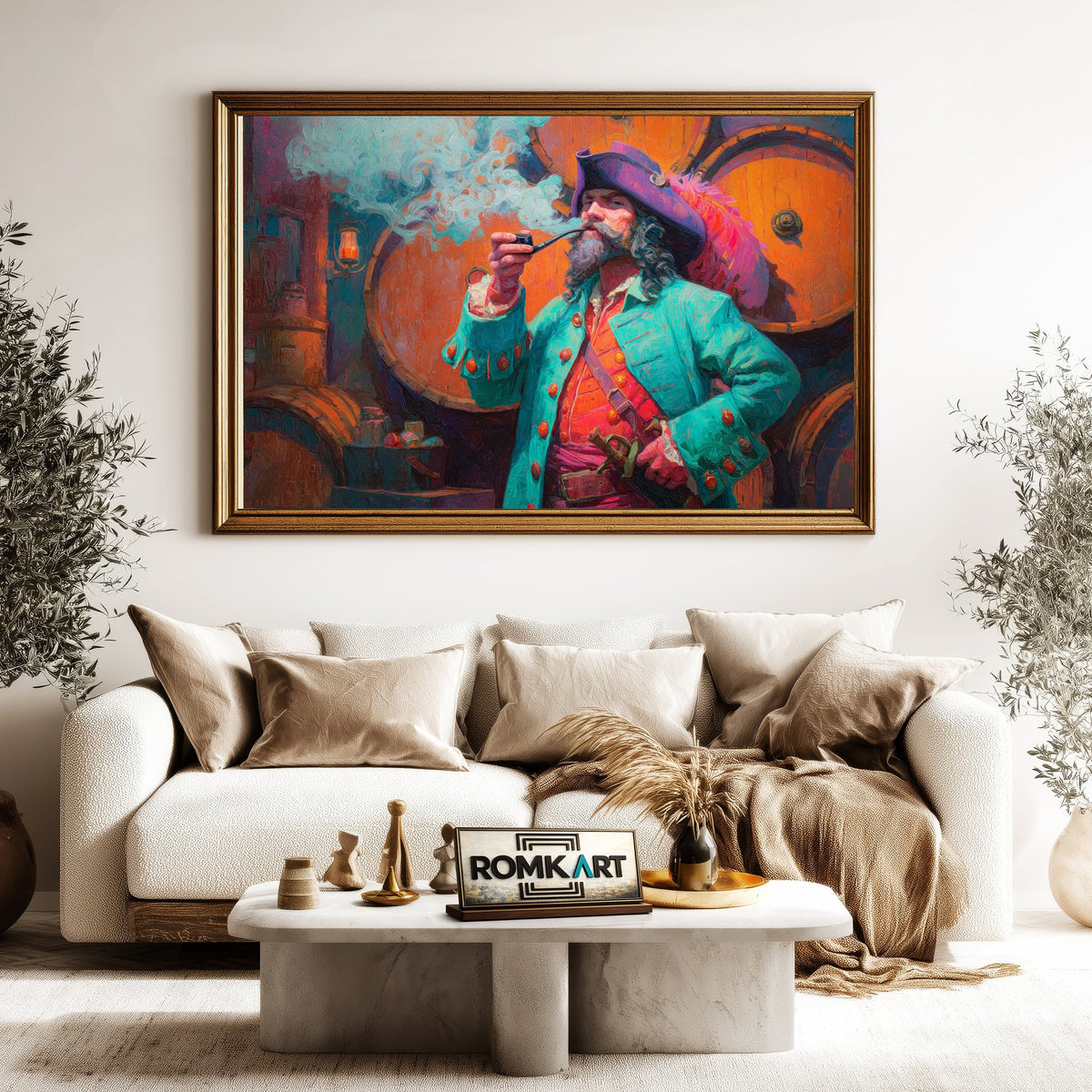 Pirate Captain and Smoke-topaz-upscale-2x Oil Painting - image 5