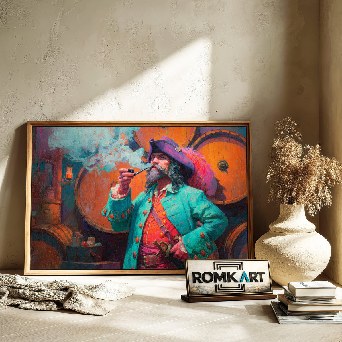 Pirate Captain and Smoke-topaz-upscale-2x Oil Painting - image 6