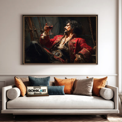 Pirate Captain Drink Wine Oil Painting - image 4