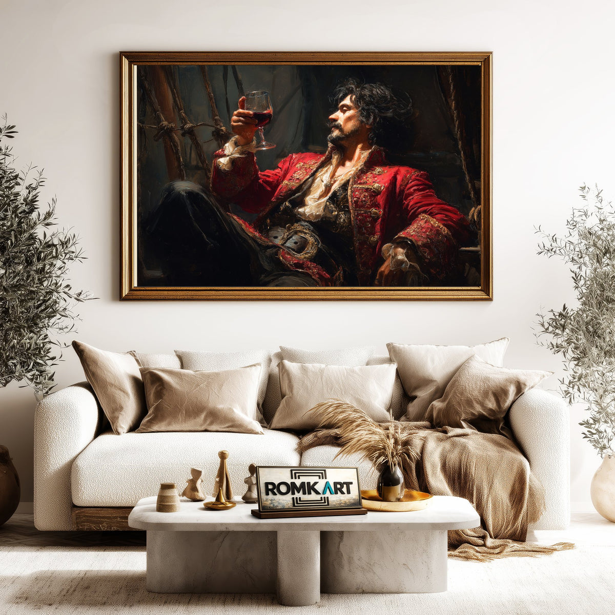 Pirate Captain Drink Wine Oil Painting - image 5