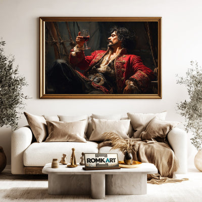 Pirate Captain Drink Wine Oil Painting - image 5