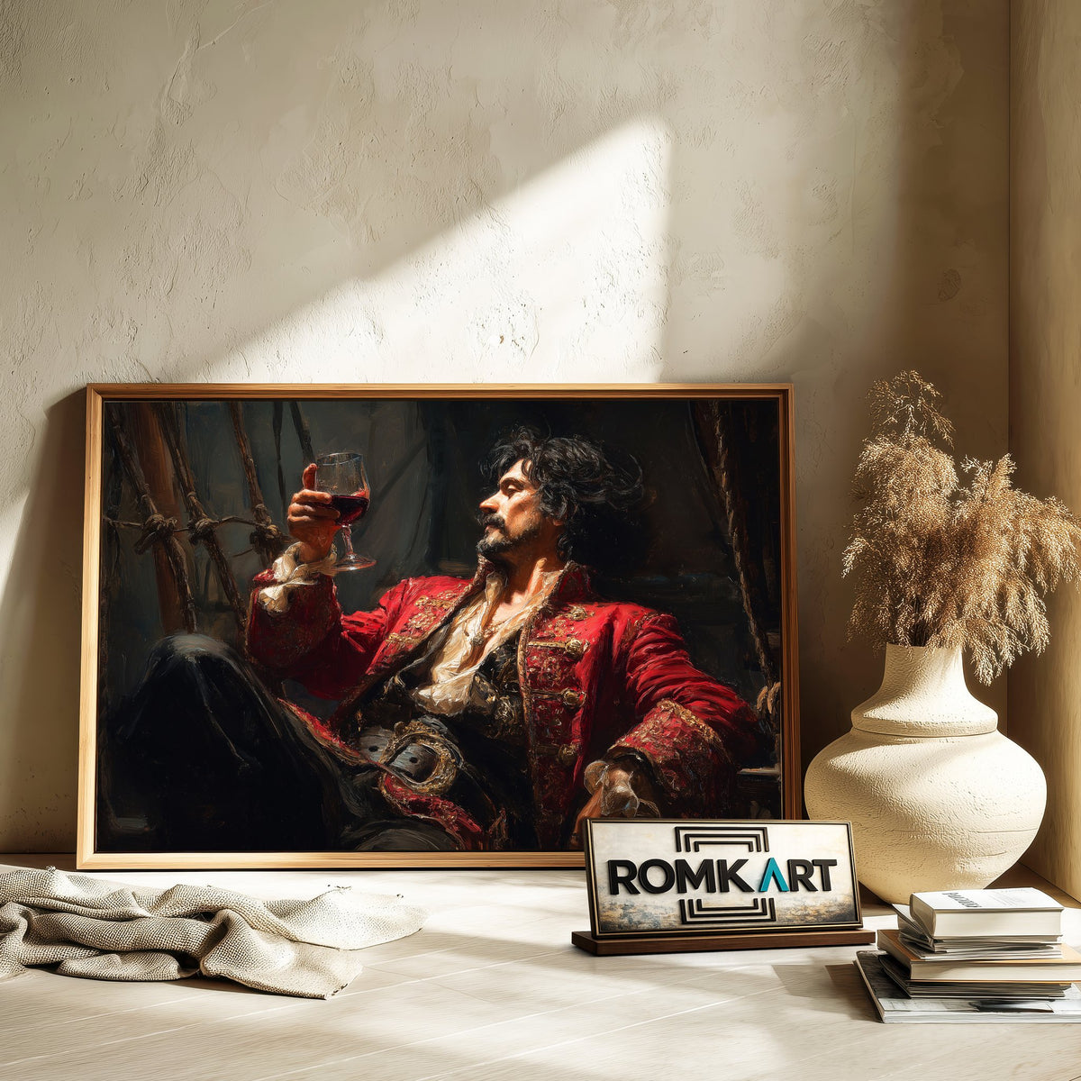 Pirate Captain Drink Wine Oil Painting - image 6