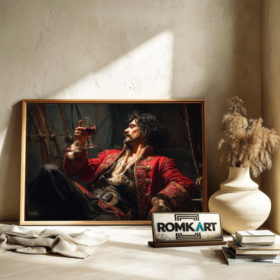 Pirate Captain Drink Wine Oil Painting - image 6