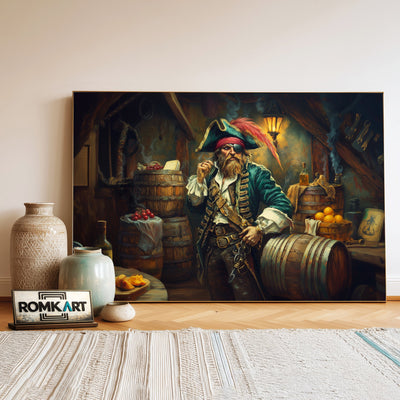 Pirate Captain in Rum Storage Oil Painting - image 3