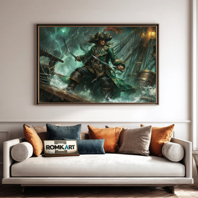 Pirate Captain in Stormy Sea Oil Painting - image 4