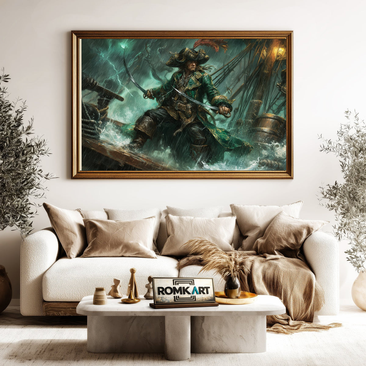 Pirate Captain in Stormy Sea Oil Painting - image 5