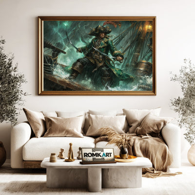 Pirate Captain in Stormy Sea Oil Painting - image 5