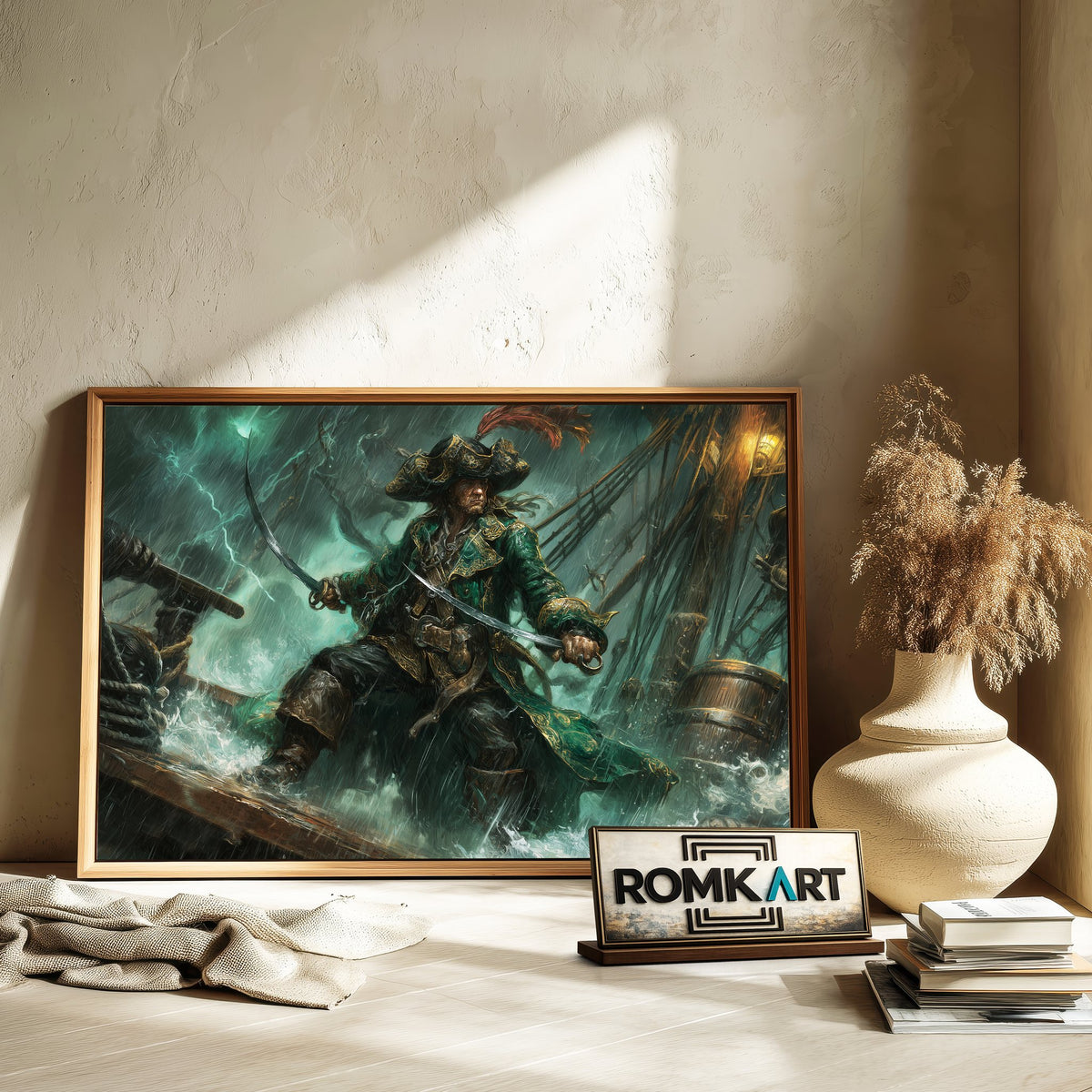 Pirate Captain in Stormy Sea Oil Painting - image 6