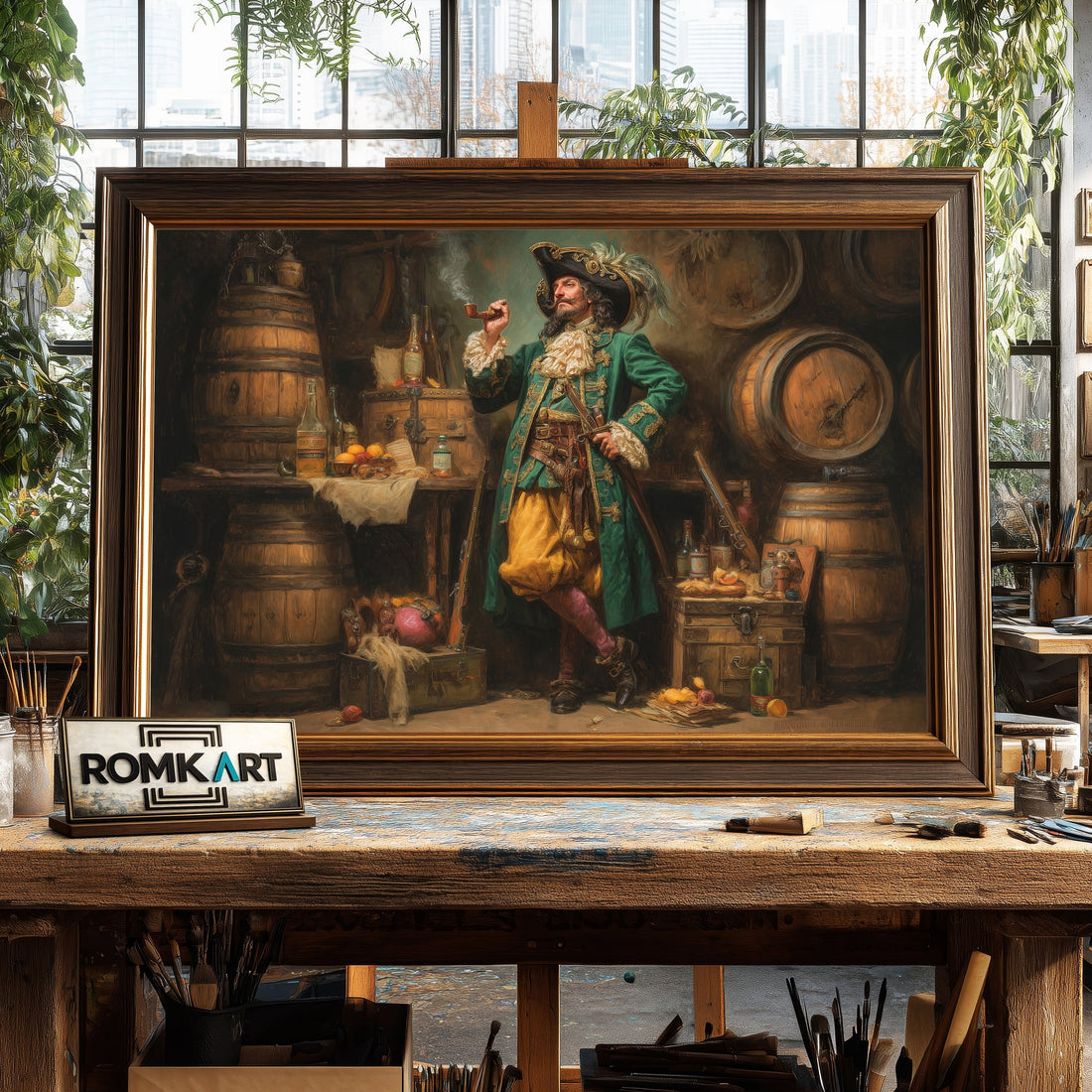 Pirate Captain hand-painted oil painting on canvas