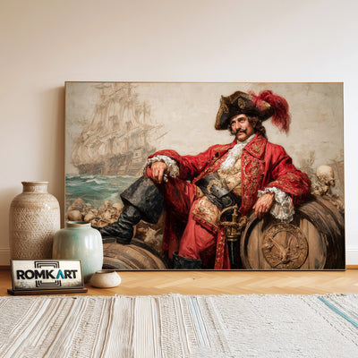Pirate Captain on Barrel of Rum Oil Painting - image 3