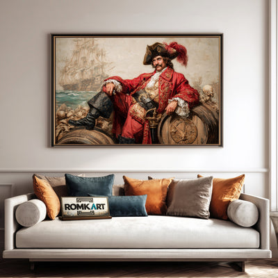Pirate Captain on Barrel of Rum Oil Painting - image 4