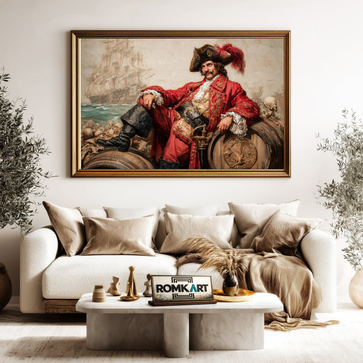 Pirate Captain on Barrel of Rum Oil Painting - image 5