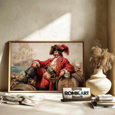 Pirate Captain on Barrel of Rum Oil Painting - image 6