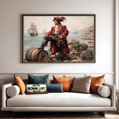 Pirate Captain on Coastal Shoreline Oil Painting - image 4