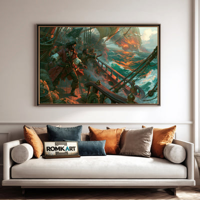 Pirate Ship Battle Oil Painting - image 4