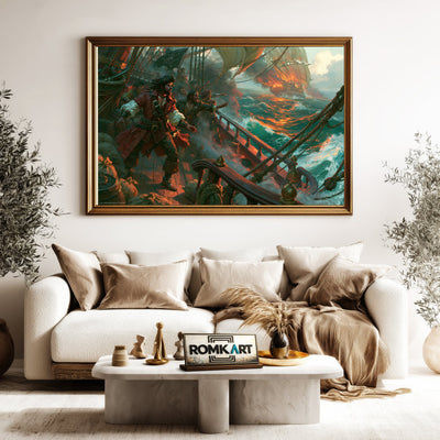Pirate Ship Battle Oil Painting - image 5