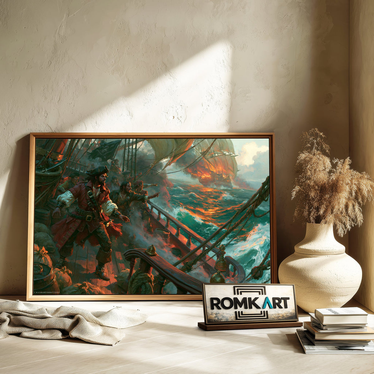 Pirate Ship Battle Oil Painting - image 6