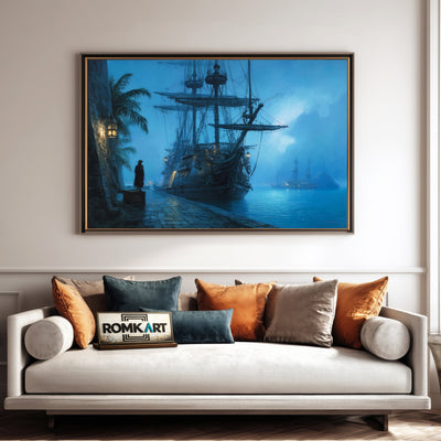 Pirate Ship Docked Oil Painting - image 4