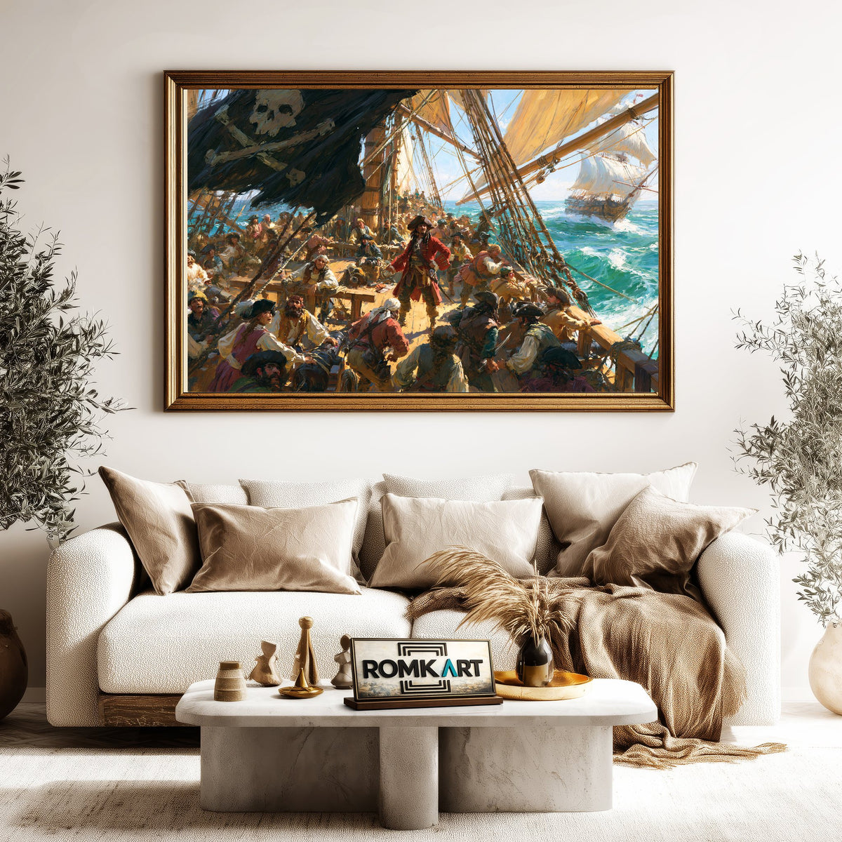 Pirate Ship in Battle Oil Painting - image 5