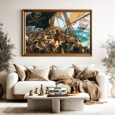 Pirate Ship in Battle Oil Painting - image 5