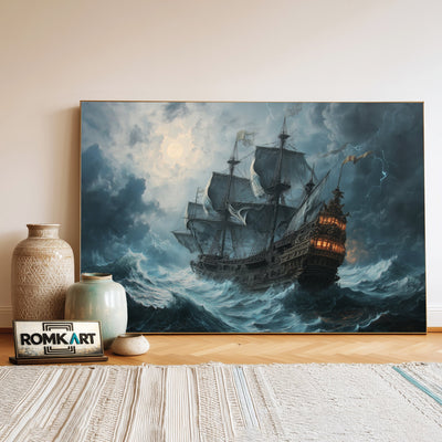 Pirate Ship in Storm Oil Painting - image 3