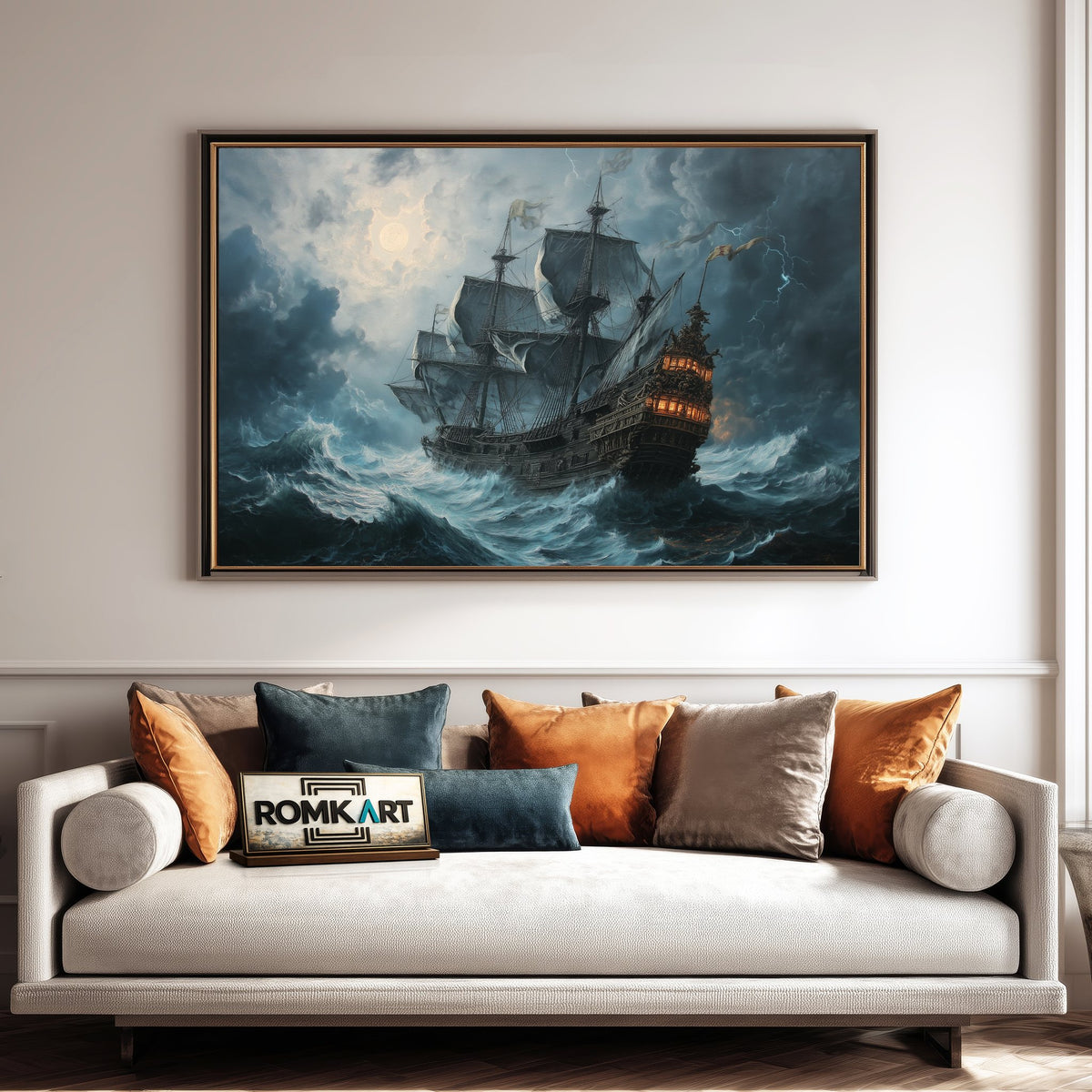 Pirate Ship in Storm Oil Painting - image 4