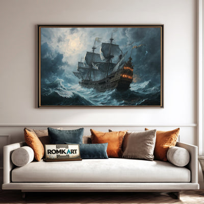 Pirate Ship in Storm Oil Painting - image 4