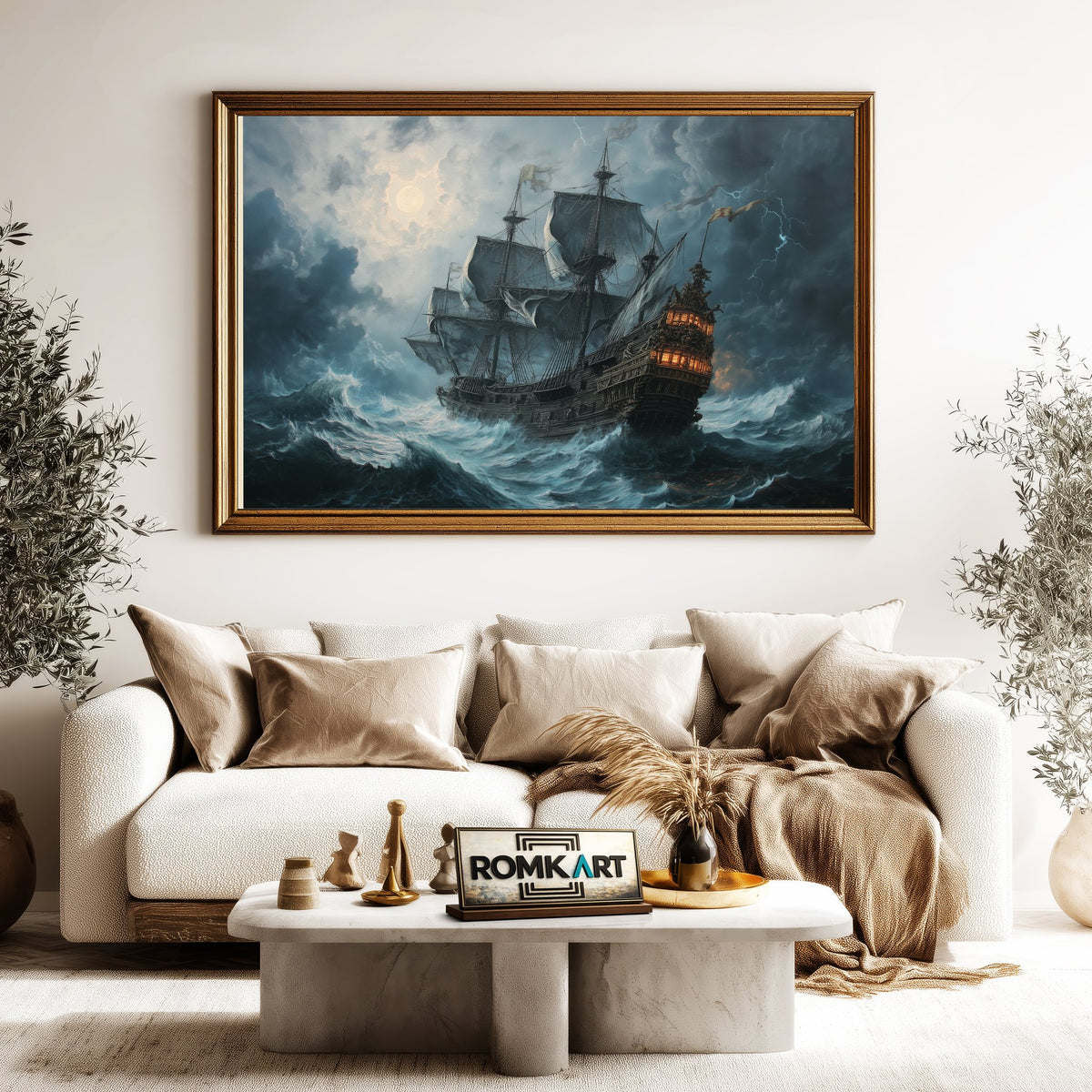 Pirate Ship in Storm Oil Painting - image 5