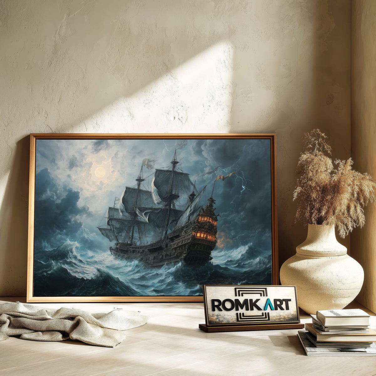 Pirate Ship in Storm Oil Painting - image 6