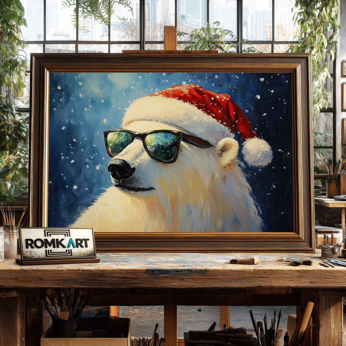 Polar Bear hand-painted oil painting on canvas