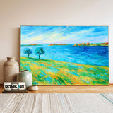 Post Impressionist Bright Breezy Lakeside Oil Painting - image 3