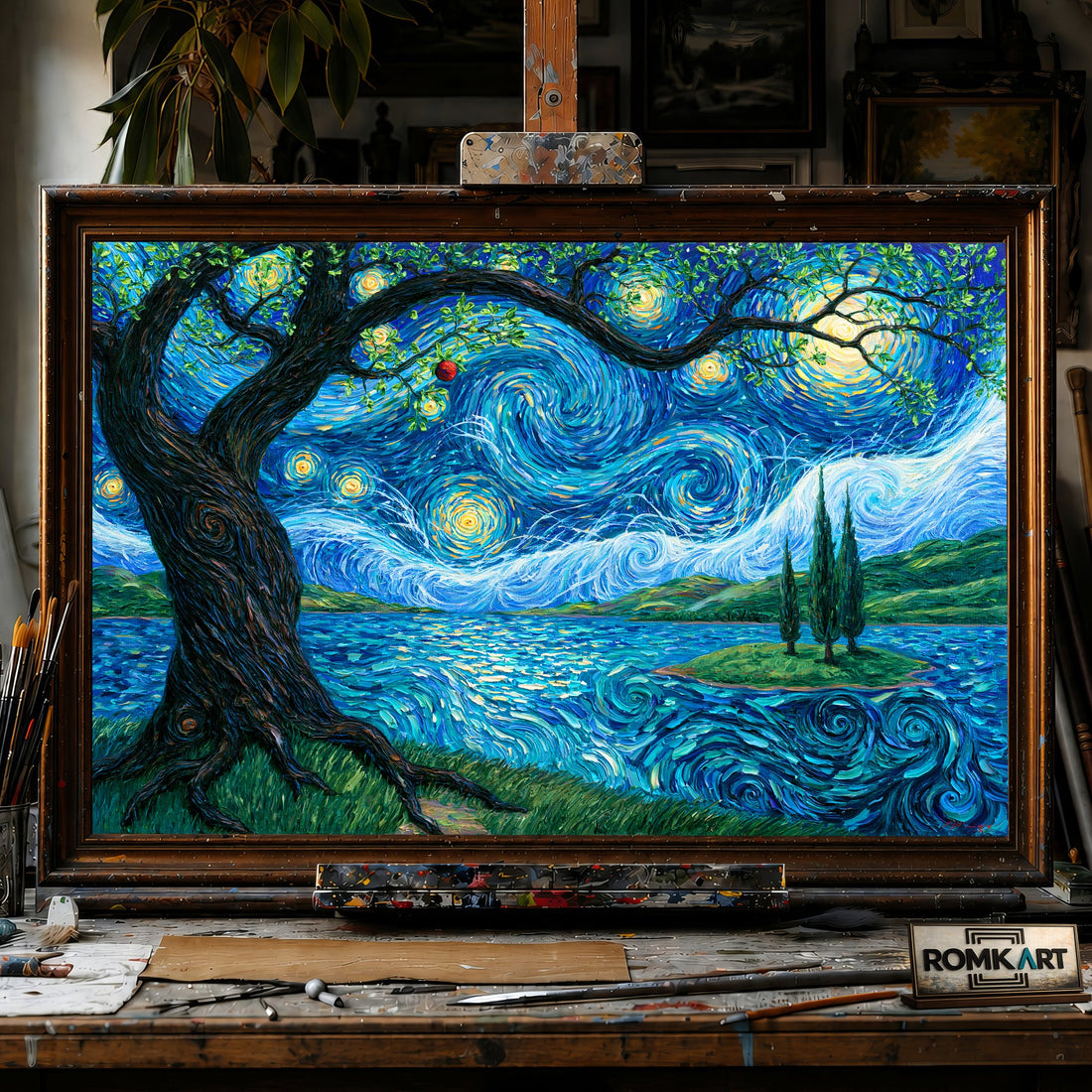 Post Impressionist dream landscape - Hand-Painted Oil Painting - View 1
