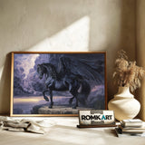 Powerful Black Pegasus Fantasy Oil Painting - image 6