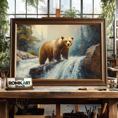 Powerful Brown Bear Wildlife Oil Painting - image 2