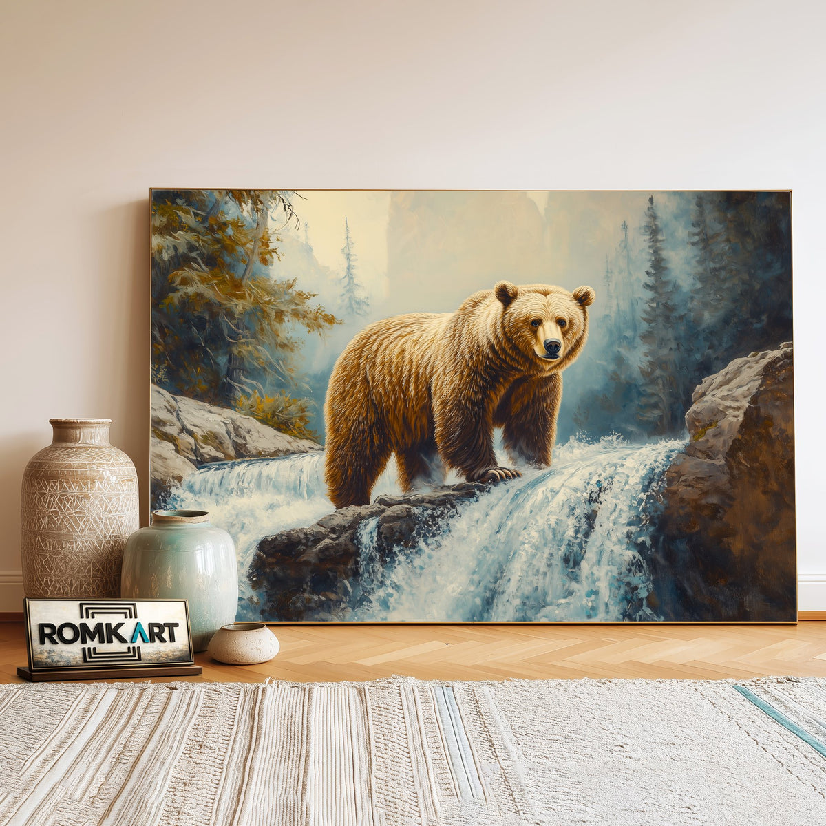 Powerful Brown Bear Wildlife Oil Painting - image 3