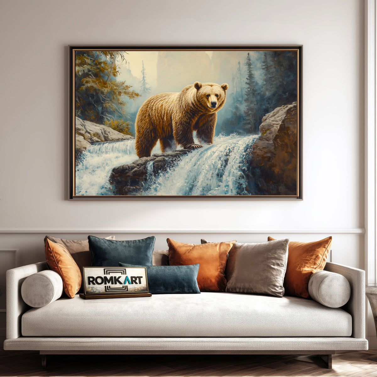 Powerful Brown Bear Wildlife Oil Painting - image 4