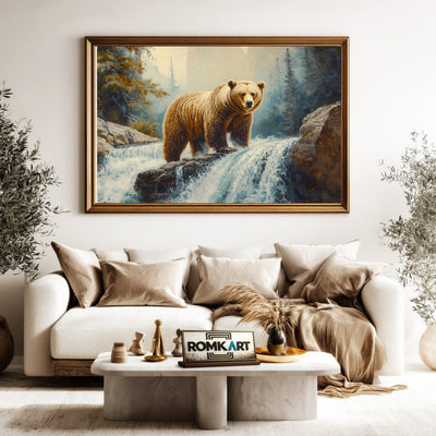 Powerful Brown Bear Wildlife Oil Painting - image 5