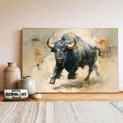 Powerful Buffalo Toro Oil Painting - image 3