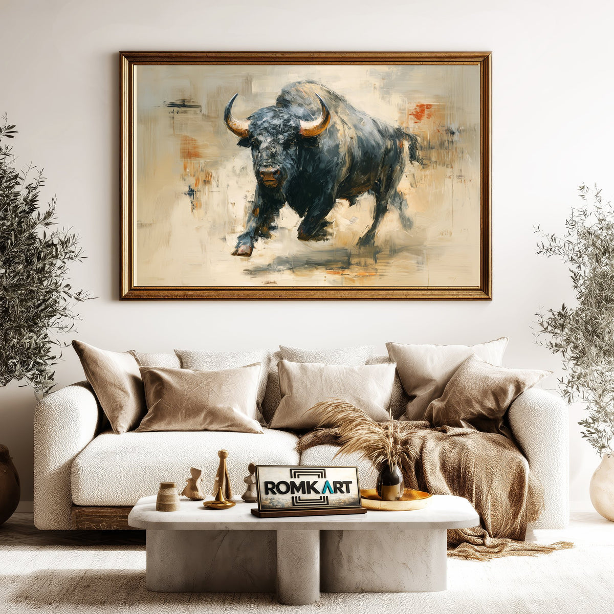 Powerful Buffalo Toro Oil Painting - image 5