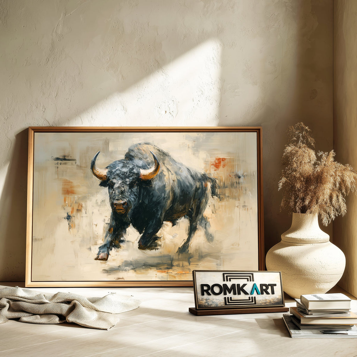 Powerful Buffalo Toro Oil Painting - image 6